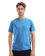 Men's Blue Casual Regular Fit Solid Half Sleeves Tshirt
