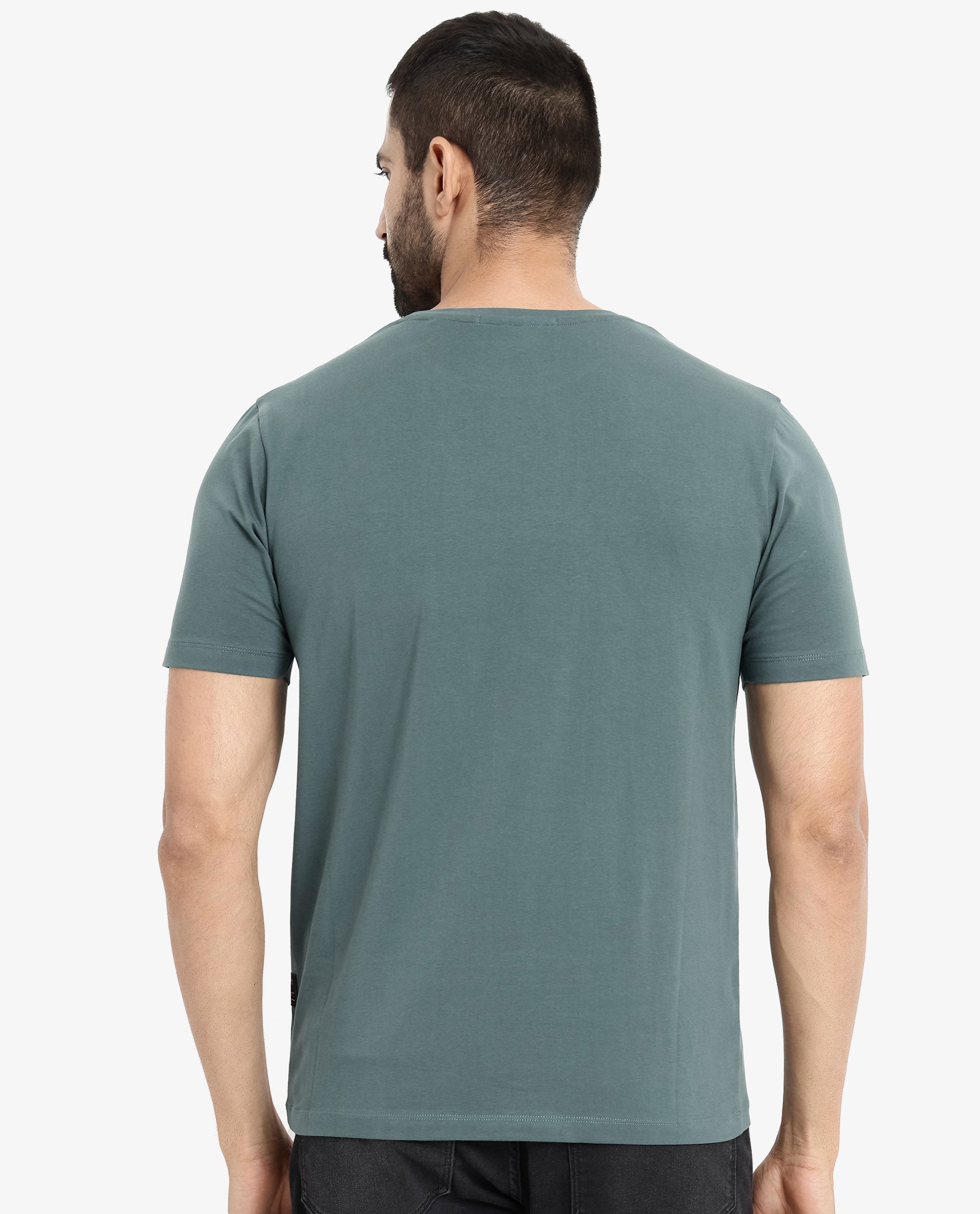 Men's Blue Casual Regular Fit Printed Half Sleeves Tshirt