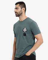 Men's Blue Casual Regular Fit Printed Half Sleeves Tshirt