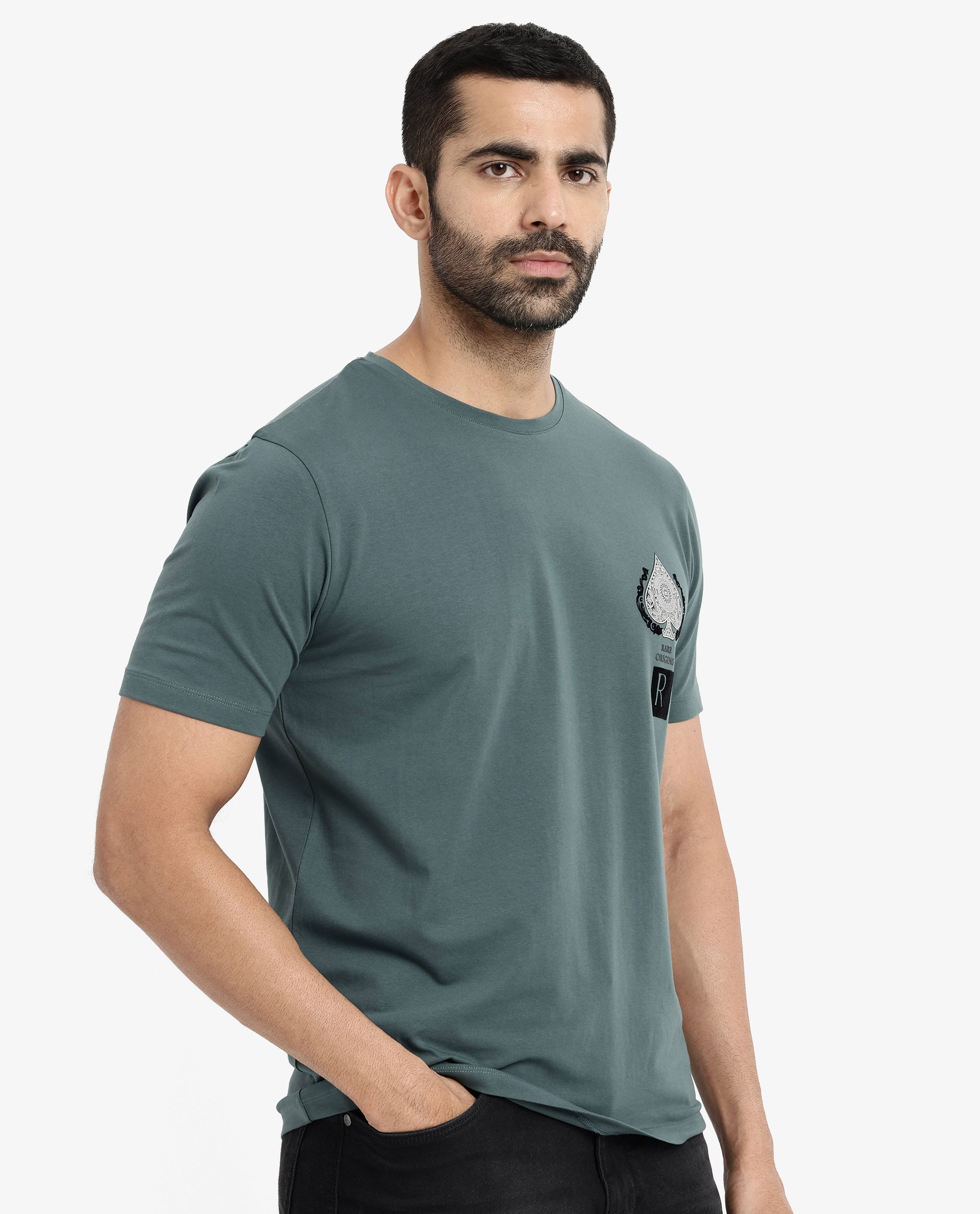 Men's Blue Casual Regular Fit Printed Half Sleeves Tshirt