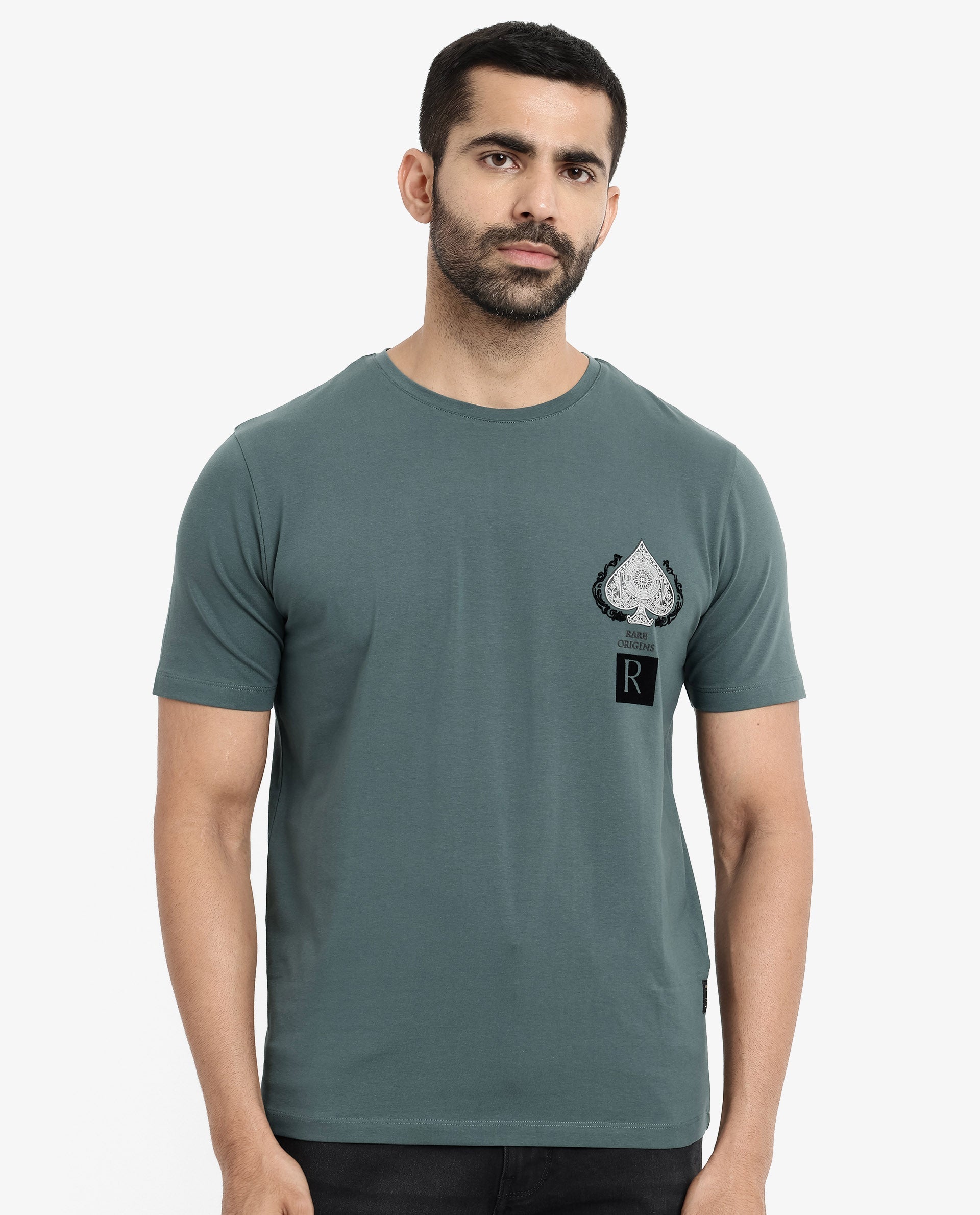 Men's Blue Casual Regular Fit Printed Half Sleeves Tshirt