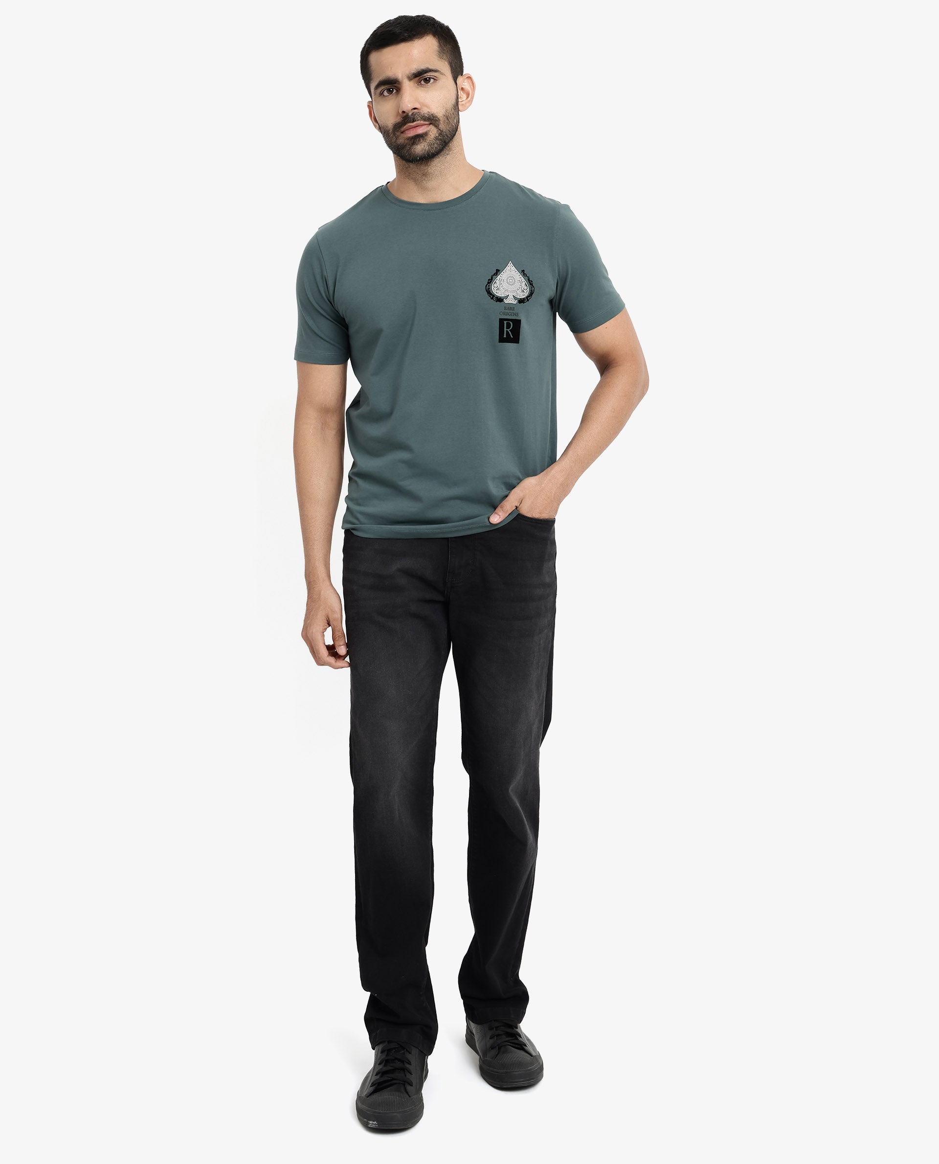 Men's Blue Casual Regular Fit Printed Half Sleeves Tshirt