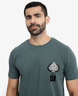 Men's Blue Casual Regular Fit Printed Half Sleeves Tshirt