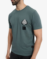Men's Blue Casual Regular Fit Printed Half Sleeves Tshirt