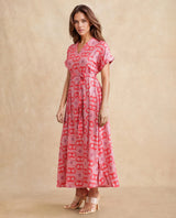 Women's Red Casual Half Sleeves Dress