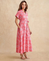 Women's Red Casual Half Sleeves Dress