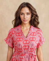 Women's Red Casual Half Sleeves Dress