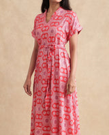 Women's Red Casual Half Sleeves Dress