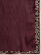Women's Satin Pink Embellished Designer Saree with Blouse Piece