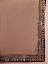 Women's Chiffon Pink Embellished Designer Saree with Blouse Piece