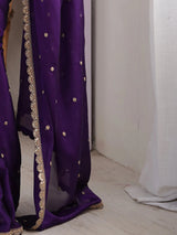 Women's Pure Georgette Purple Embellished Designer Saree with Blouse Piece