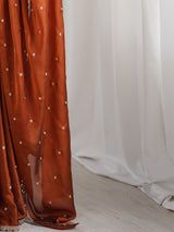 Women's Pure Georgette Brown Embellished Designer Saree With Blouse Piece