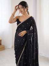 Women's Black Festive Saree