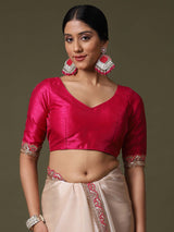 Women's Net White Embroidered Designer Saree with Blouse Piece