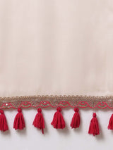 Women's Net White Embroidered Designer Saree with Blouse Piece