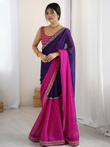 Women's Pure Georgette Pink and Sleeveless With Blouse Piece