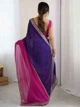 Women's Pure Georgette Pink and Sleeveless With Blouse Piece