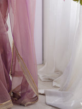 Women's Net Purple Embellished Designer Saree with Blouse Piece