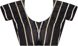 Women's Vichitra Silk Black Embellished Designer Saree with Blouse Piece