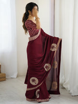 Women's Maroon Festive Saree