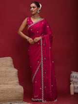 Women's Pink Festive Saree