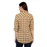 Women's Yellow Casual Regular Fit Checked Full Sleeves Shirt