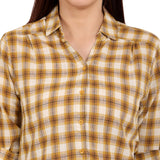 Women's Yellow Casual Regular Fit Checked Full Sleeves Shirt