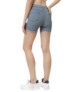 Women's Blue Casual Regular Fit Striped Shorts