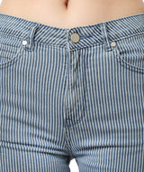 Women's Blue Casual Regular Fit Striped Shorts