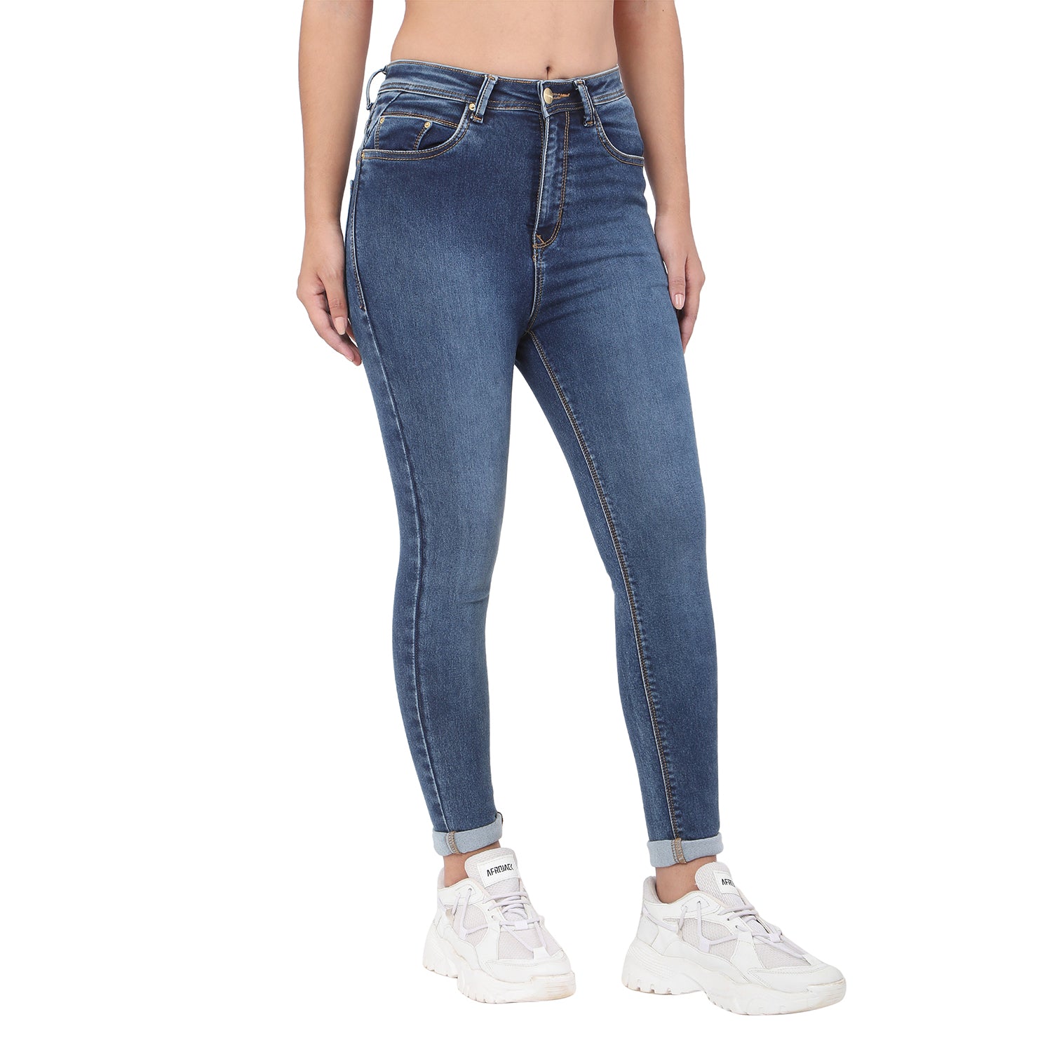 Women's Blue Casual Slim Fit Solid Jeans