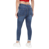 Women's Blue Casual Slim Fit Solid Jeans