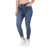 Women's Blue Casual Slim Fit Solid Jeans