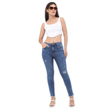 Women's Blue Casual Slim Fit Solid Jeans