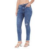 Women's Blue Casual Slim Fit Solid Jeans
