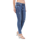 Women's Blue Casual Slim Fit Solid Jeans