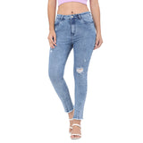Women's Blue Casual Slim Fit Solid Jeans