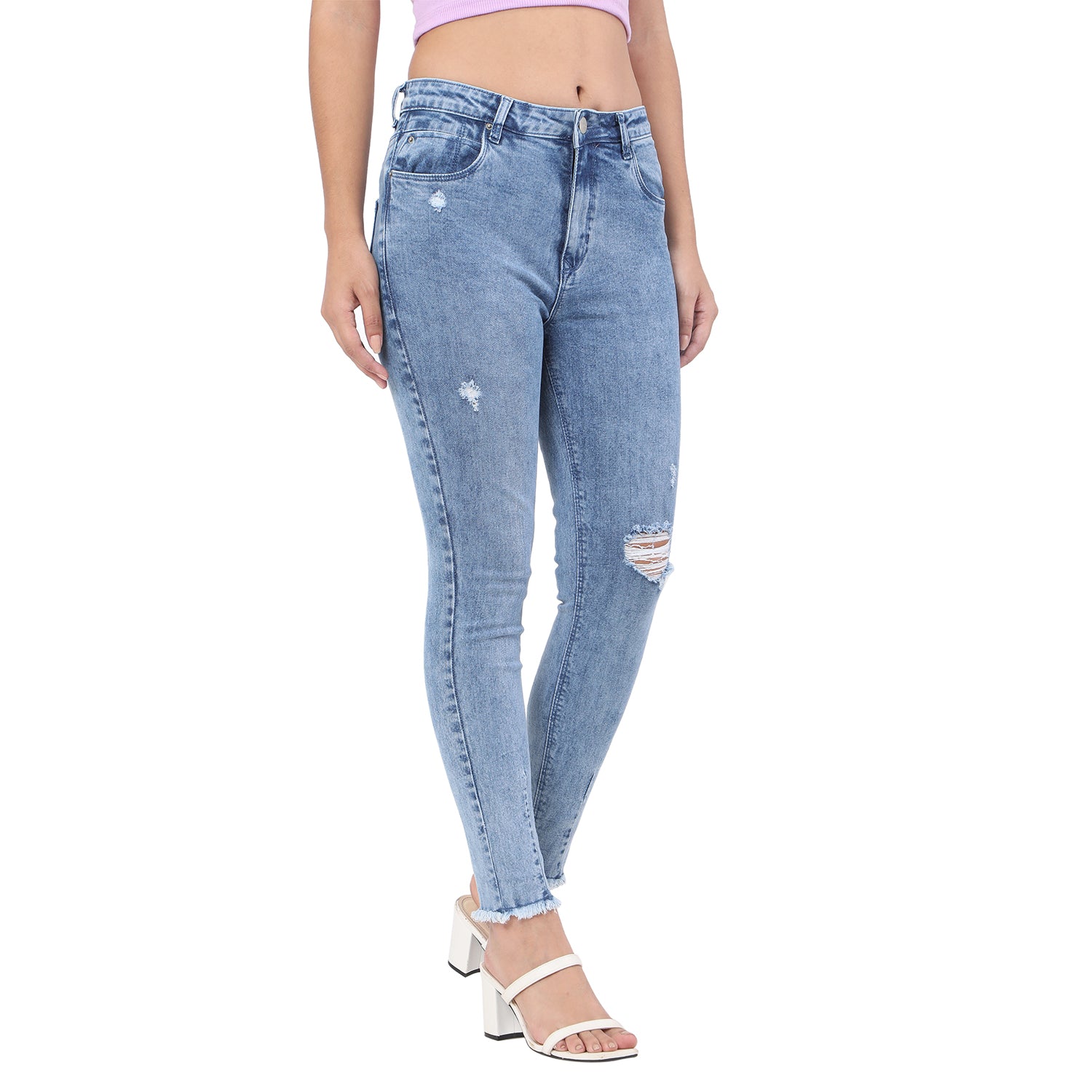 Women's Blue Casual Slim Fit Solid Jeans