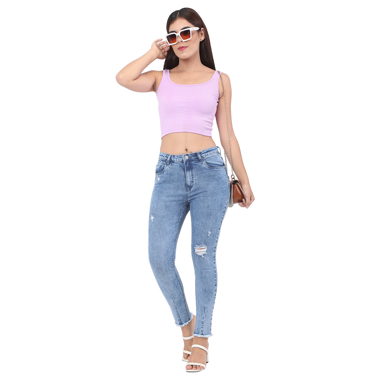 Women's Blue Casual Slim Fit Solid Jeans