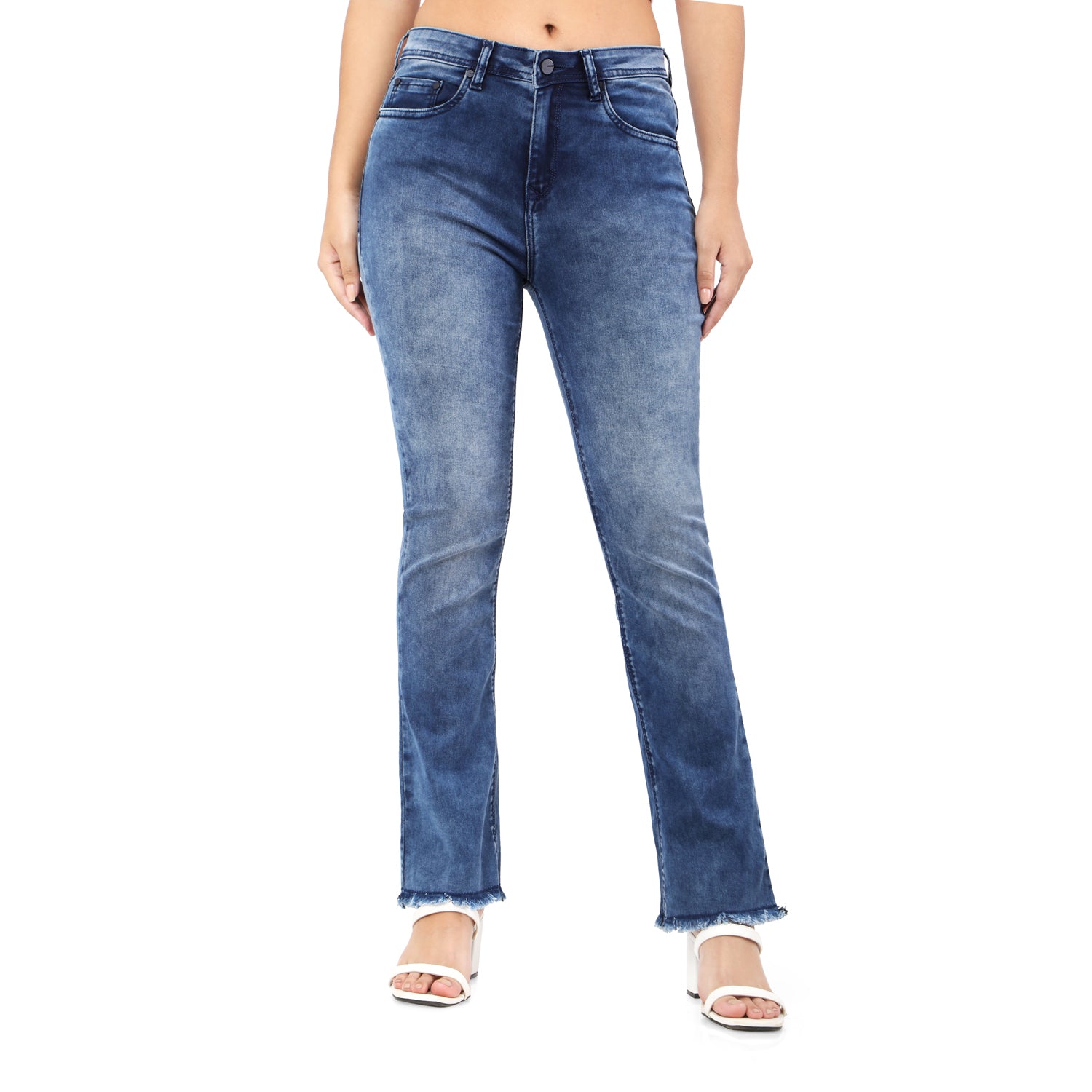 Women's Blue Casual Slim Fit Solid Jeans
