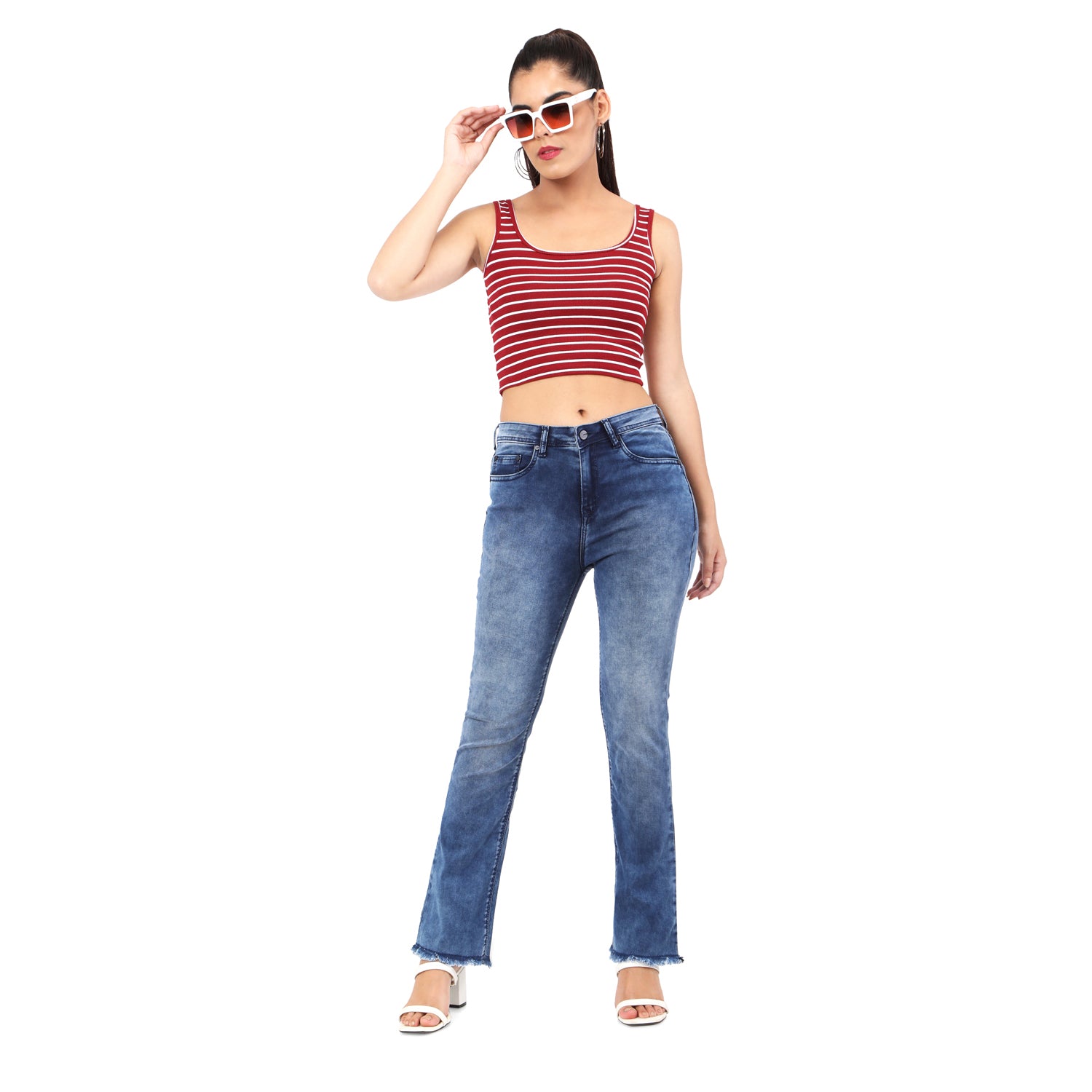 Women's Blue Casual Slim Fit Solid Jeans