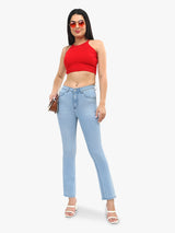 Women's Blue Casual Slim Fit Solid Jeans