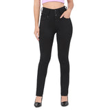 Women's Black Casual Slim Fit Solid Jeans
