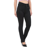 Women's Black Casual Slim Fit Solid Jeans