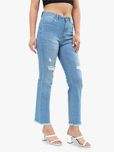 Women's Blue Casual Slim Fit Solid Jeans