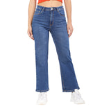 Women's Blue Casual Straight Fit Solid Jeans