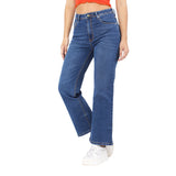 Women's Blue Casual Straight Fit Solid Jeans