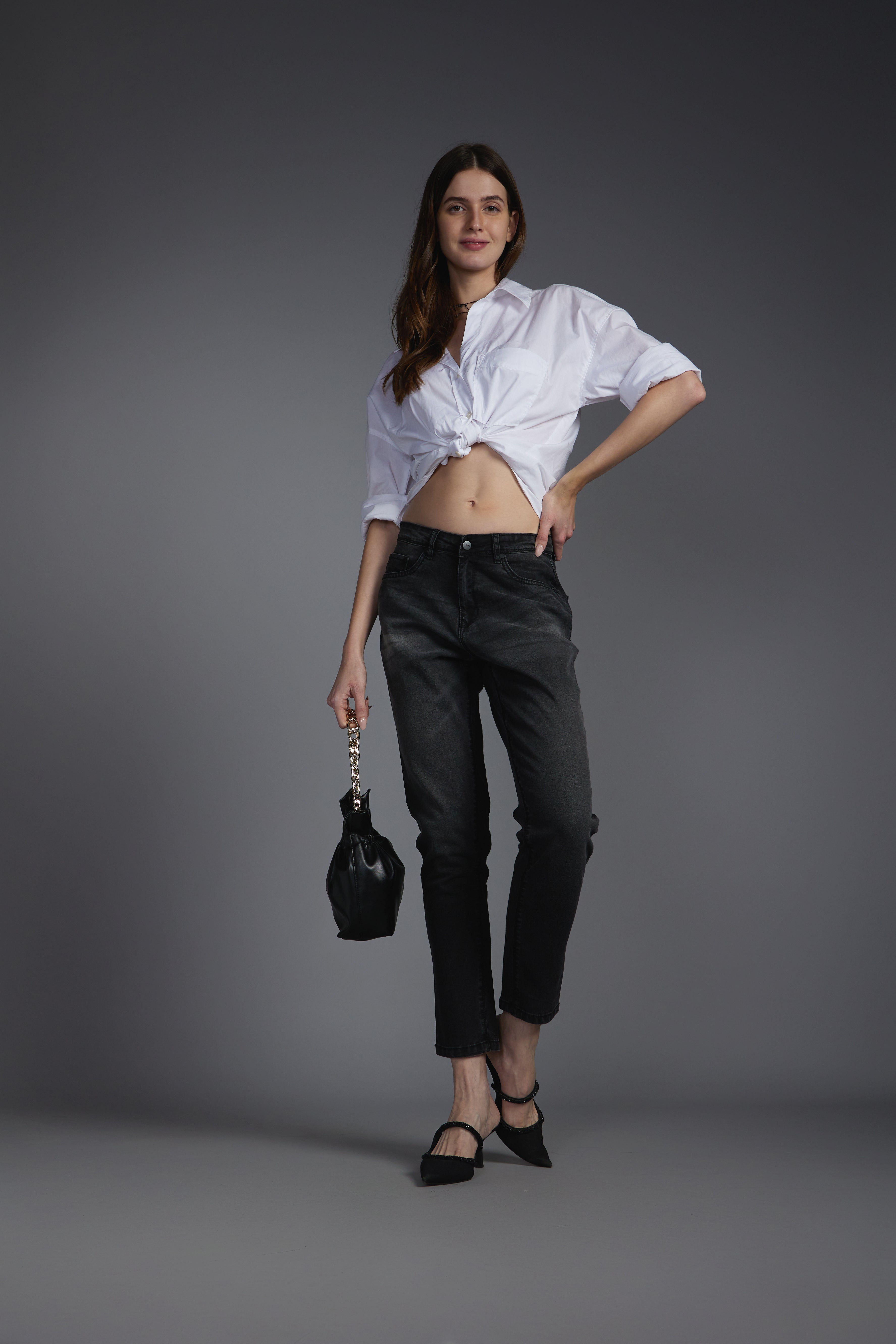 Women's Black Casual Regular Fit Solid Jeans
