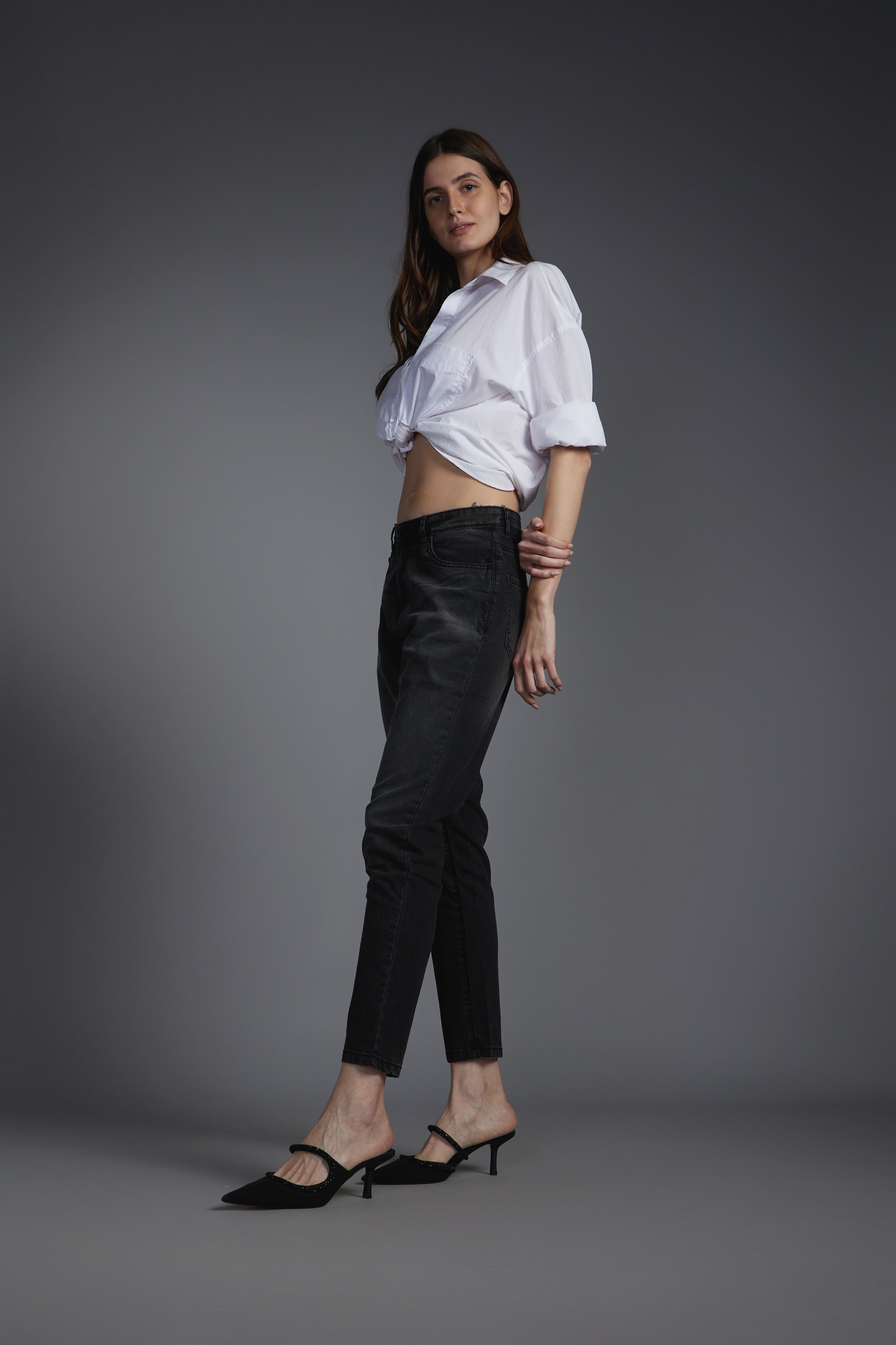 Women's Black Casual Regular Fit Solid Jeans