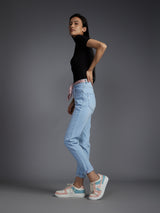 Women's Blue Casual Regular Fit Solid Jeans