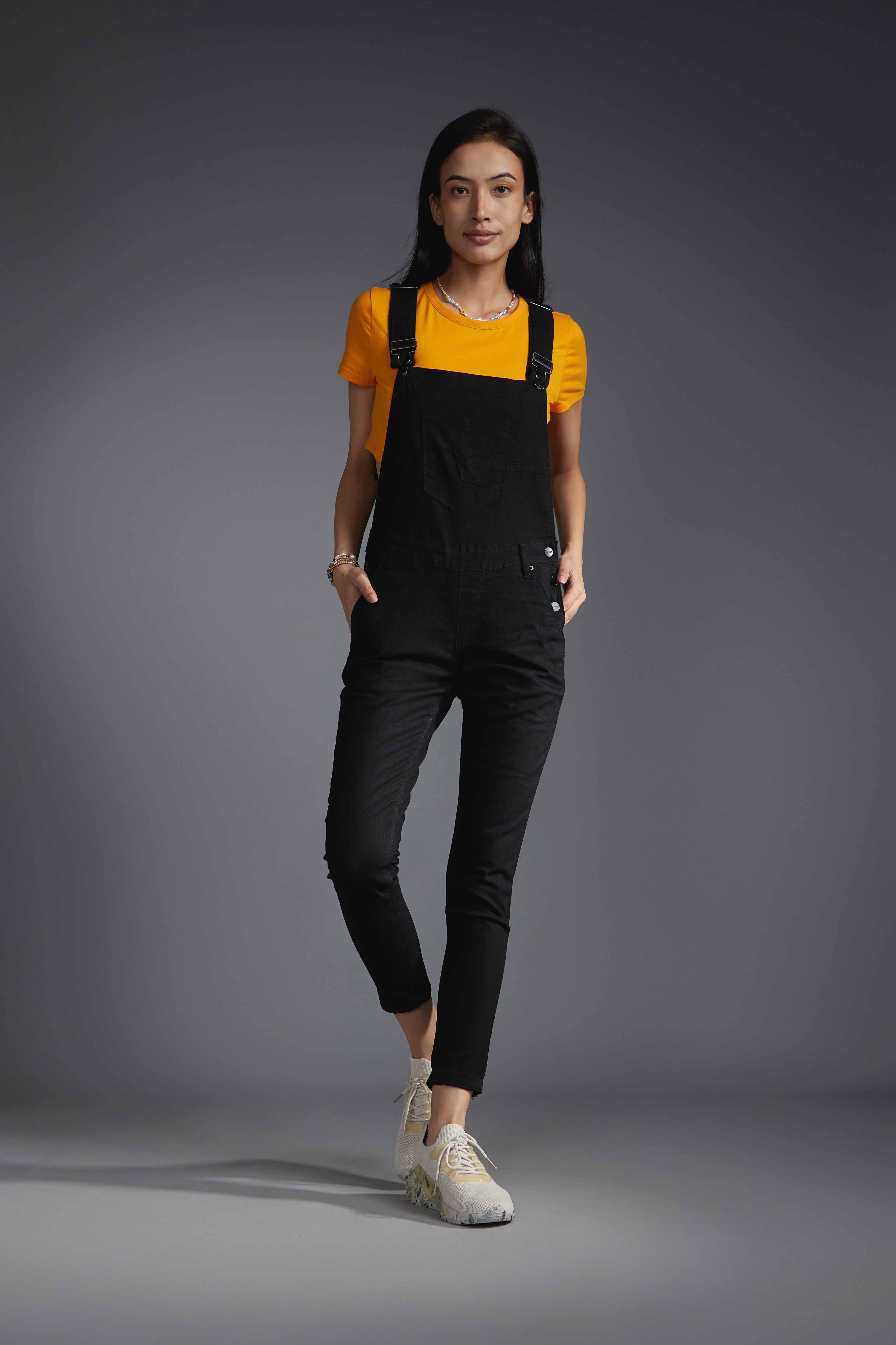 Women's Black Casual Slim Fit Solid Jumpsuit